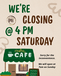Closing early at 4 pm