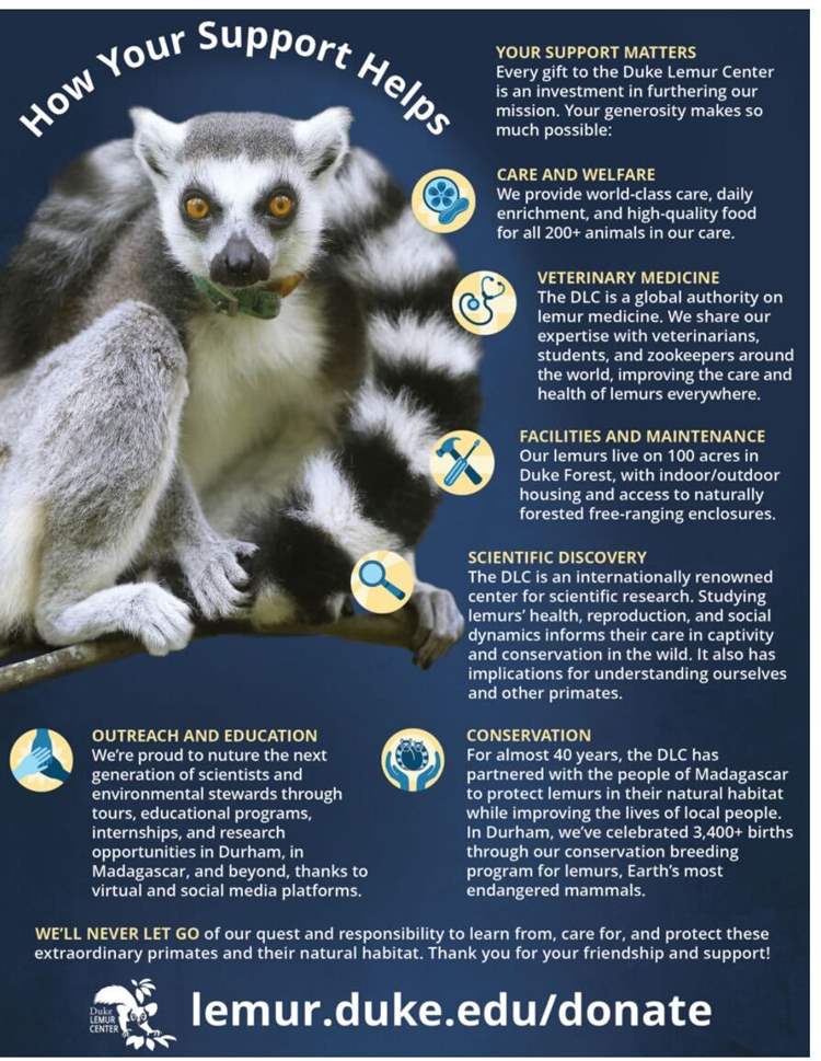 Duke Lemur Center Donation Flyer