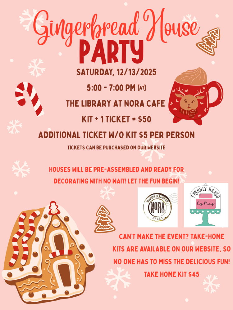 Meg's Gingerbread House Decorating Event flyer