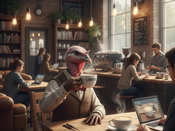 Turkey drinking coffee