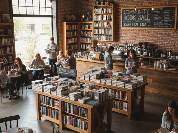 book sale in coffee shop