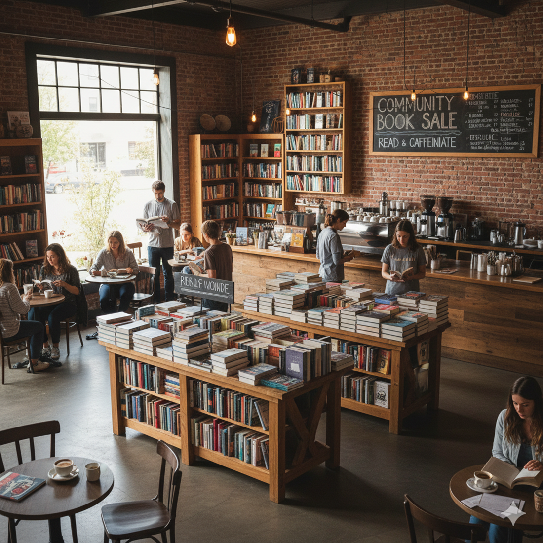 book sale in coffee shop