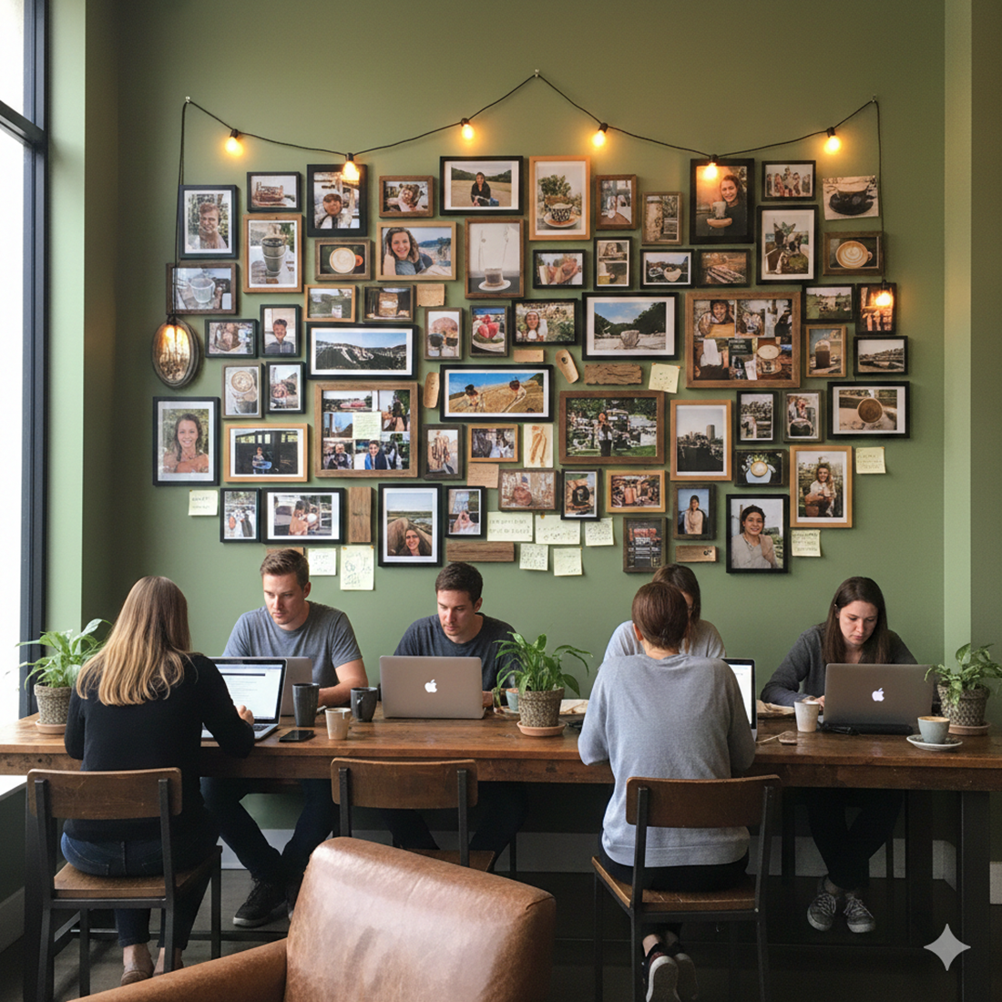 photo wall in cafe