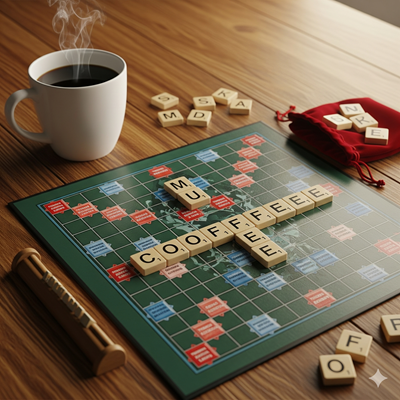 scrabble with coffee